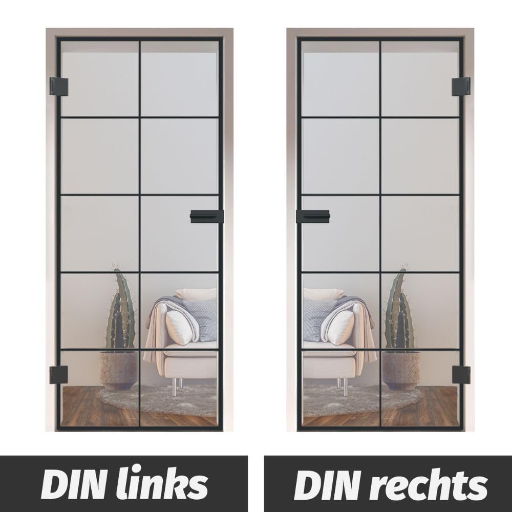 HORI Loft Glastür aus ESG-Sicherheitsglas: Modernes quadratisches Design Glastür Innentür für Wohnräume als stilvoller Raumteiler oder Raumtrenner – Unsere hochwertige Tür aus Klarglas 1972 x 834