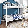 Twin Over Twin Bunk Bed , bunk Bed Twin Over Twin,Removable Ladder & Safety Guard Rail, Metal Twin Bed Frame - White.