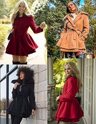 Image of Zeagoo Women Long Sleeve Faux Fur Lapel Double-Breasted Thick Wool Coat,arge
