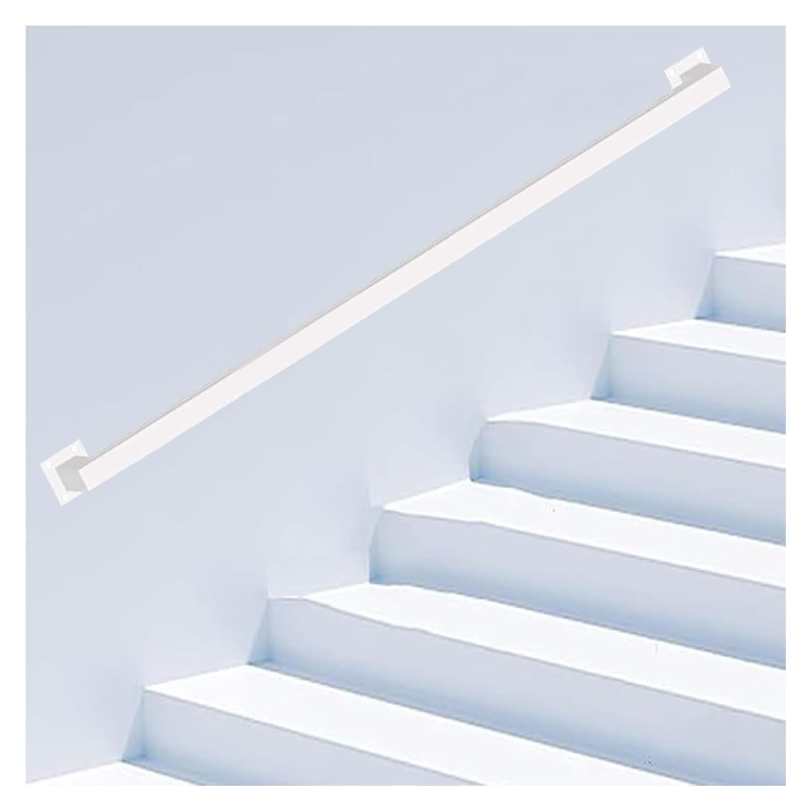 Stair Railing ﻿Handrail for Indoor Stairs Handrails for Outdoor Steps Wall Mounted Rail Stair Railing Brackets for Stairs Exterior ﻿White(120cm)