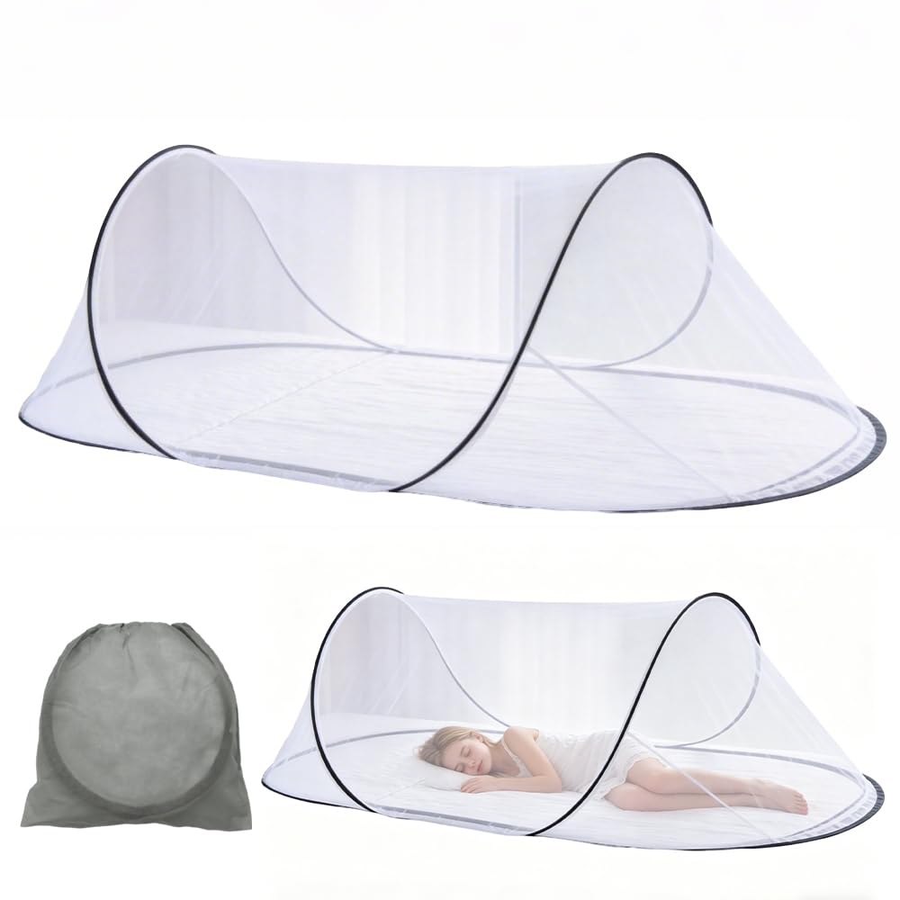 Moskitonetz Pop Up, 200 x 80 x 56 cm Faltbares Moskitonetz, Tragbares Moskitozelt mit Transportbeutel, Schnelle Einfache Installation für Einzelbett für Zuhause Reisen Camping Outdoor