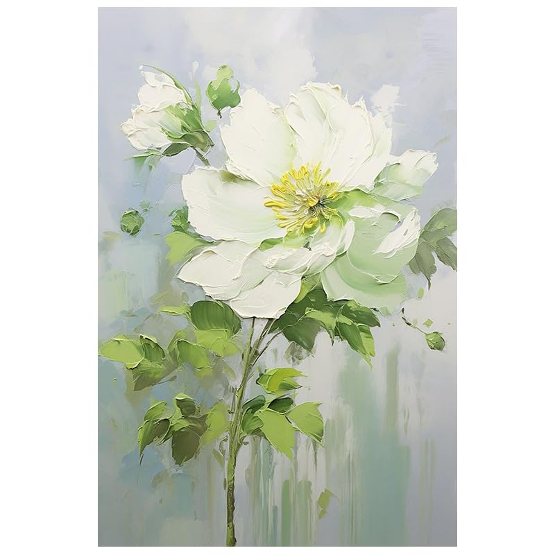 Grande Peinture À L'Huile Abstraite De Pivoines Blanches Sur Toile, Idéale pour Décorer Un Salon, Une Chambre Ou Toute Autre Pièce De La Maison Œuvre...