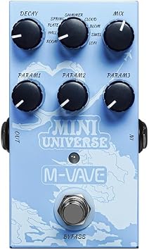 Mini Universe Digital Reverb Pedal 9 Reverb Effects Room, Hall, Plate, Spring, Shimmer, Cloud, Bloom, Swell, Lofi Compact Metal Guitar Pedal with Dynamic Tone for Electric Guitar and Bass