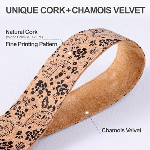Image of Padwa Lifestyle Cork Camera Strap - 2 inch Top Layer Cowhide Head Camera Straps for Photographers,Natural Log Crackle Art Print Style,Soft Chamois Velvet Padded Strap Quick Release fits All Cameras