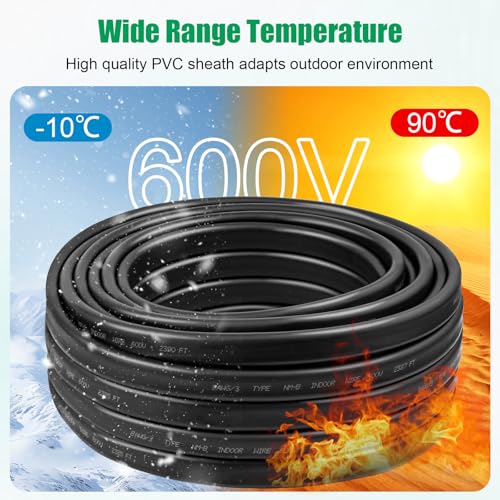 Image of 8 /3 Wire with Ground - 10FT NM-B 8 Gauge Non-Metallic Sheathed Cable 100% Pure Copper 8 AWG 3 Conductor Residential Indoor Wire for Outlets, Switches, Other Loads and Lighting Wiring Projects etc.