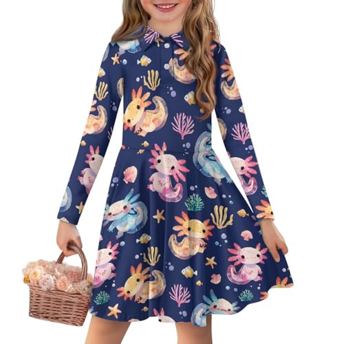 Polo Midi Dresses for Teen Girls Long Sleeve Empire Waisted Dresses Kids Activewear