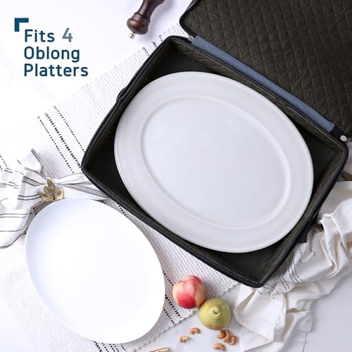 Image of Hearth & Harbor Platter Storage Cases, China Storage Containers, Blue