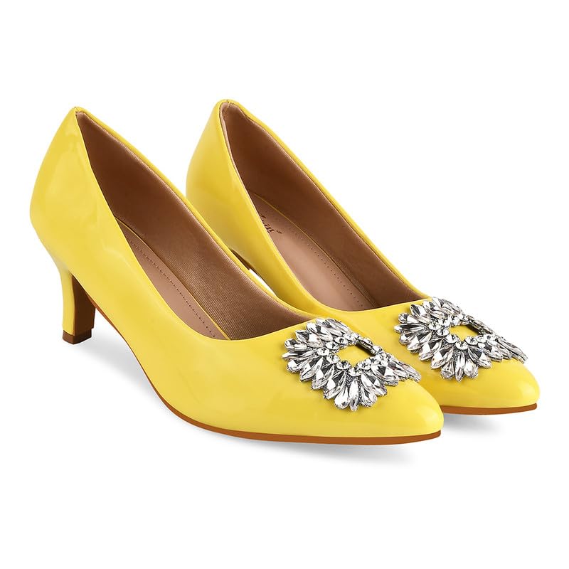 Dollphin Women Solid Stylish Casual Block Heels | Designer Puff Bellies with Comfortable Rubber Sole for Women Yellow (B0CP2KZ241) Amazon Price History, Amazon Price Tracker