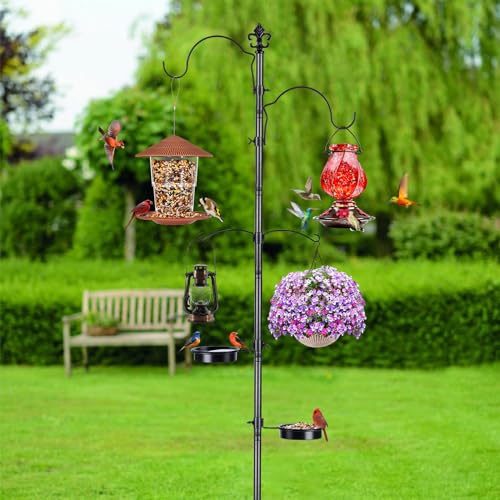 BOLITE-Bird-Feeding-Station-for-Outside-87-Inch-Enhanced-Bird-Feeder-Stand-Pole-Black