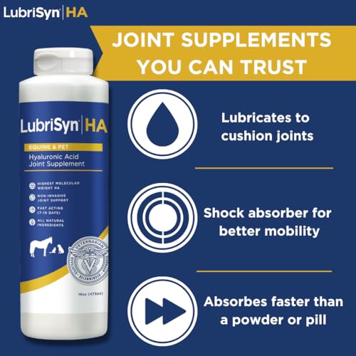 LubriSynHA Hyaluronic Acid Hip & Joint Care Supplement for Dogs, Cats & Horses – Liquid Oral HA for Pets – Joint Support Supplement Promotes Mobility, Flexibility, Cartilage Health & Comfort – 16oz