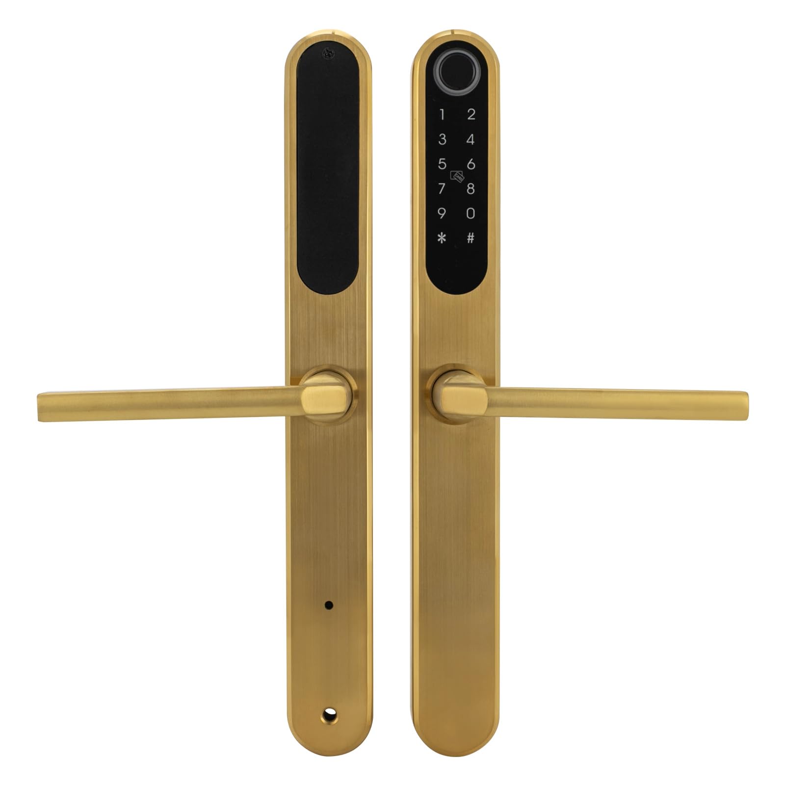 Cerradura de puerta inteligente con huellas dactilares, cerradura inteligente con asa, cerradura de puerta digital, manilla de puerta inteligente con huella digital (dorado)