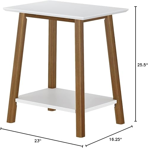 Miniatura 2 de Max & Lily Mesa moderna de mediados de siglo, mesita de noche blancapecana