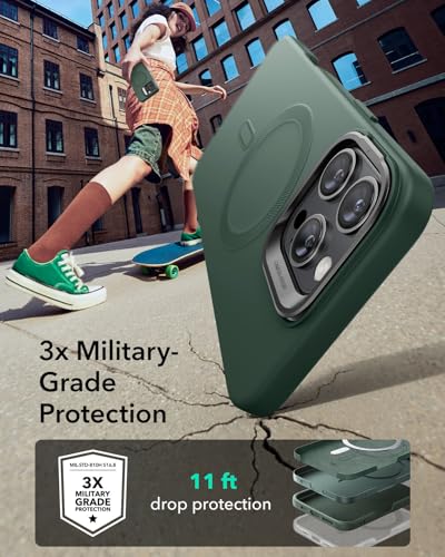 Image of ESR for iPhone 16 Pro Max Case, Silicone Case with Stand, Compatible with MagSafe, Built-in Camera Stash Stand, Magnetic Phone Case for iPhone 16 Pro Max, Cloud Series, Green