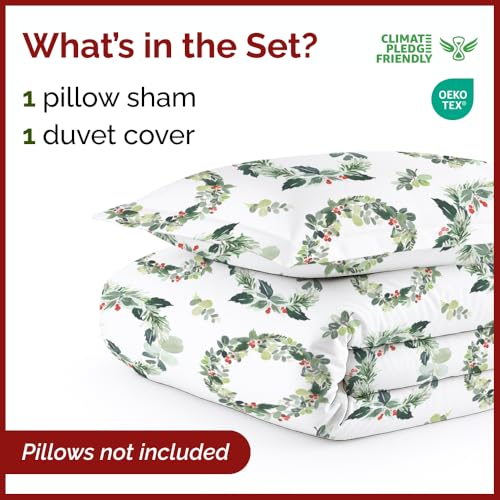 Image of CGK Unlimited Christmas Duvet Cover Twin Size - 68 x 90, Holiday Wreath