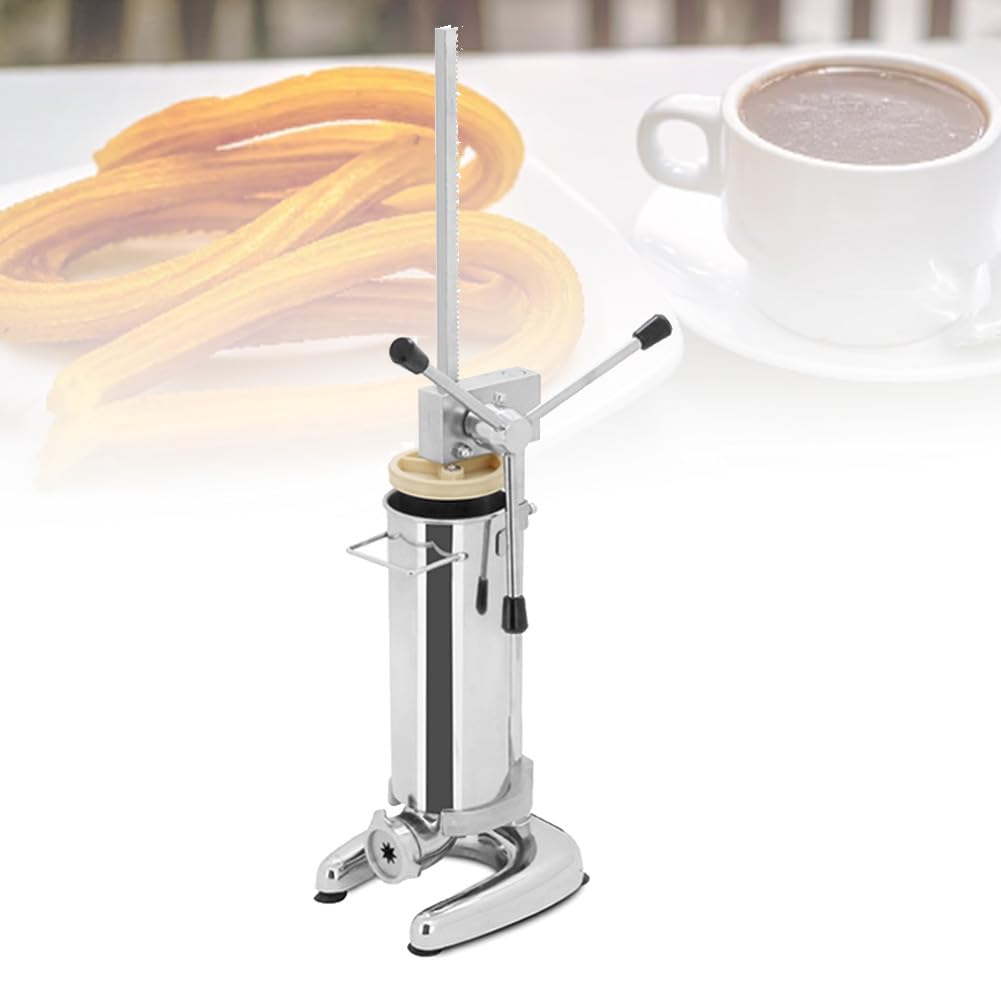 Churros-Maschine aus Edelstahl – inklusive 5 Formen und einem Fassungsvermögen von 2 Litern zur Herstellung authentischer spanischer Donuts – perfekt für Zuhause, Geschäfte und Restaurants.