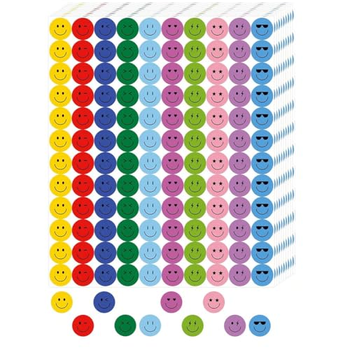 1200 Pièces 10 Feuilles Stickers Smiley, Gommettes Smile Autocollant Enfant, Gommettes Enfant Autocollant Mini Émoticônes Coloré, Stickers Enfants...