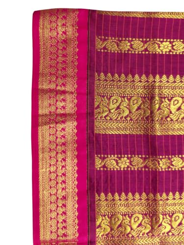 Image of Pure Kalyani Cotton Saree | Zari Border & Blouse Piece - Lata Gadwal Design | Traditional Saree