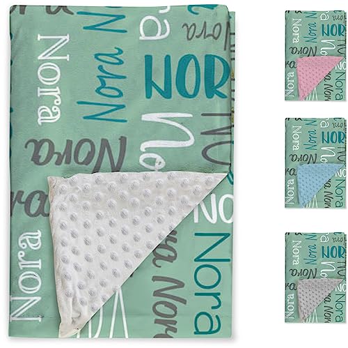 Image of Custom Baby Blanket - Personalized Names Design - Soft Plush Blanket with Double Layer Dotted Backing for Boys Girls Color22(30x40 inches)
