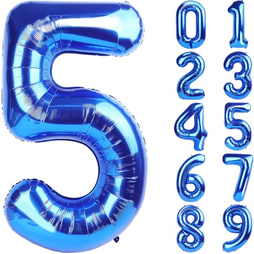 Image of Number Balloons Navy Blue Balloons - Giant Number 10 Balloon, 10 20 30 40 50 Numbers Balloon Birthday Decorations, Blue Party Supplies for Boy Men