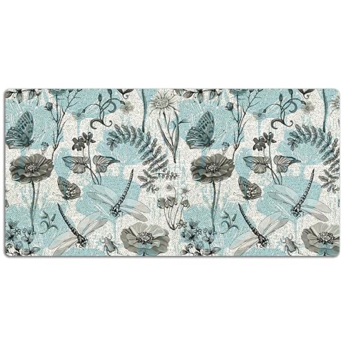Couverture de bureau en vinyle PVC grand format 120x60 cm fleuri