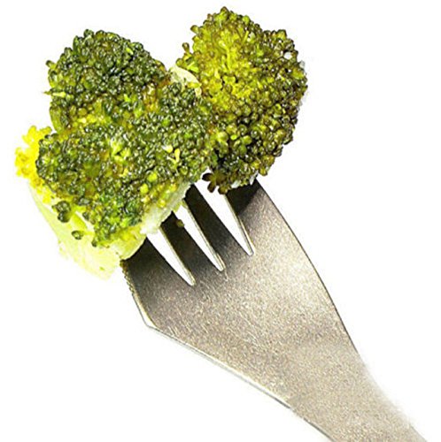 jieGorge 1 tenedor de titanio 3 en 1, tenedor, cuchara, cuchara, cuchara, utensilio para cocina, exterior, picnic, cocina, comer y bar para día de Pascua (plateado).