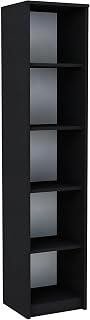 MATKAM Offenes Hochregal BODO R40O, B40 x H182 x T35 cm, 4 Bretter und 5 Fächer, Vielseitiges Design für Bücher und Ordner, robust und stilvoll für jeden Raum (Schwarz)