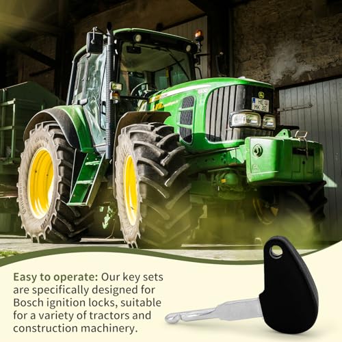 Baumaschinen Schlüssel Set pour Zündschloss Traktor - Trecker Schlüssel Ersatz Zündschlüssel Geeignet für den Einsatz als Bosch Schlüssel Traktor, 2 x zündschlüssel universal für auto traktor (2 PCS)