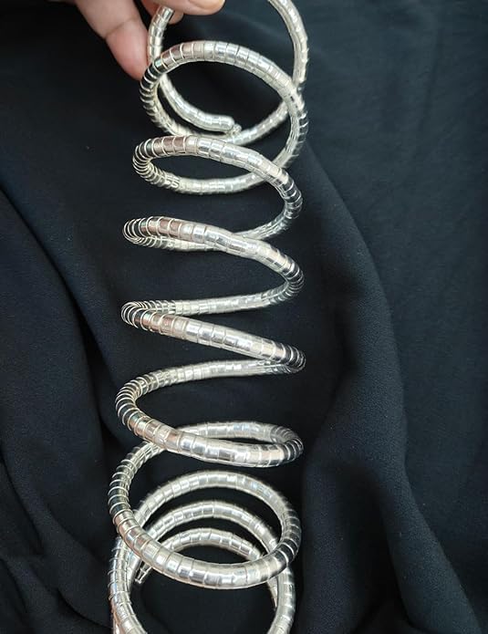Image of Designer Silver Polish Spiral Twist Bracelets Boho Oxidised Snake Pattern Kara Kada Set for Women & Girls Traditional Cuff Bracelets,Metal Churiya Set for Women & Girls Pack of 1