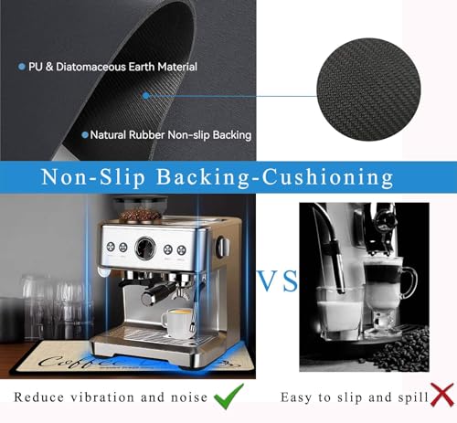 Image of Coffee Mat for Countertops ,Coffee Bar Accessories Fit Under Coffee Maker Espresso Machine, Absorbent Hide Stain Rubber Mat for Countertop ,Dish Drying Mat for Kitchen Counter (D-Beige, 16 inchx24 inch)
