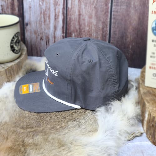 Image of WHISKEY BENT HAT CO. Whiskey Ranch Deer Camp Dri-Fit Adjustable Snapback Rope Hat (US, Alpha, One Size, Grey)
