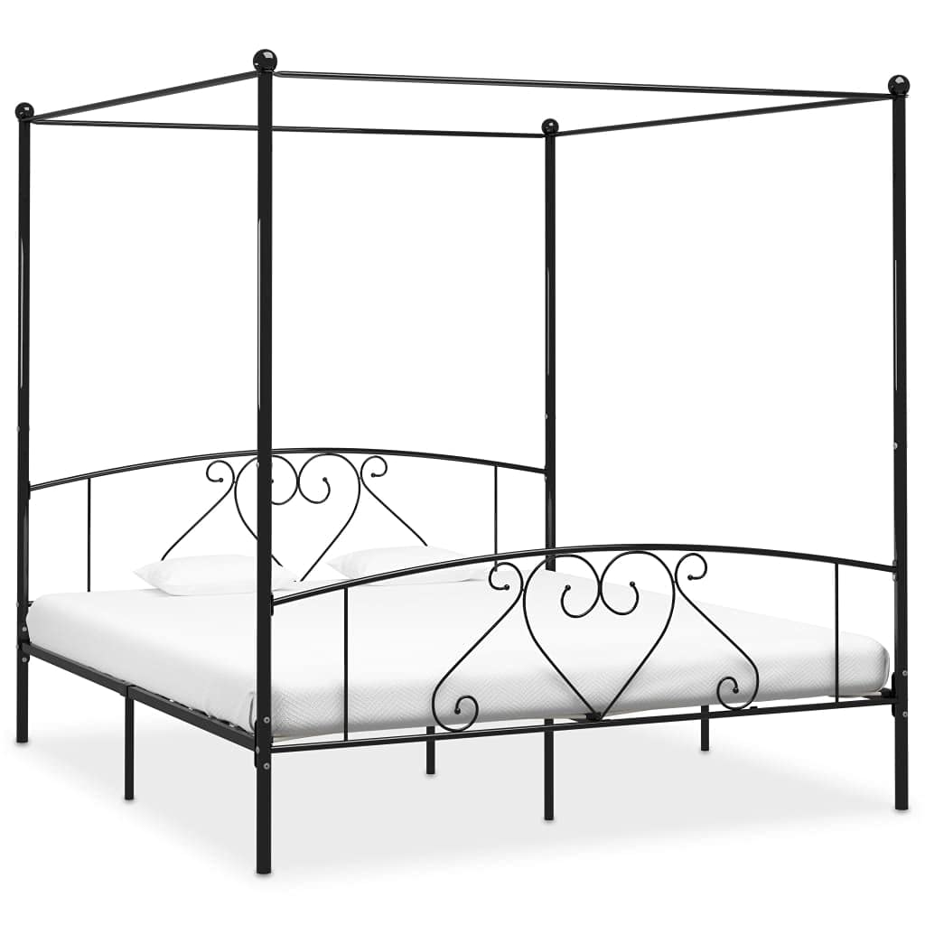 ChusuiFour-Poster Bed Frame, Bed Frame, Youth Bed, Bedroom Complete, Bedroom Bed, Bed Frame, Black Metal 180 x 200 cm