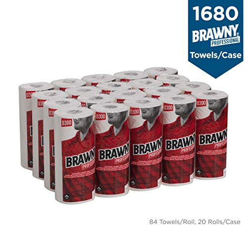 Image of Brawny Professional Perforated Paper Towel Rolls, Disposable Cleaning Towel, 20085, 20 Rolls per Case, 84 Sheets per Roll