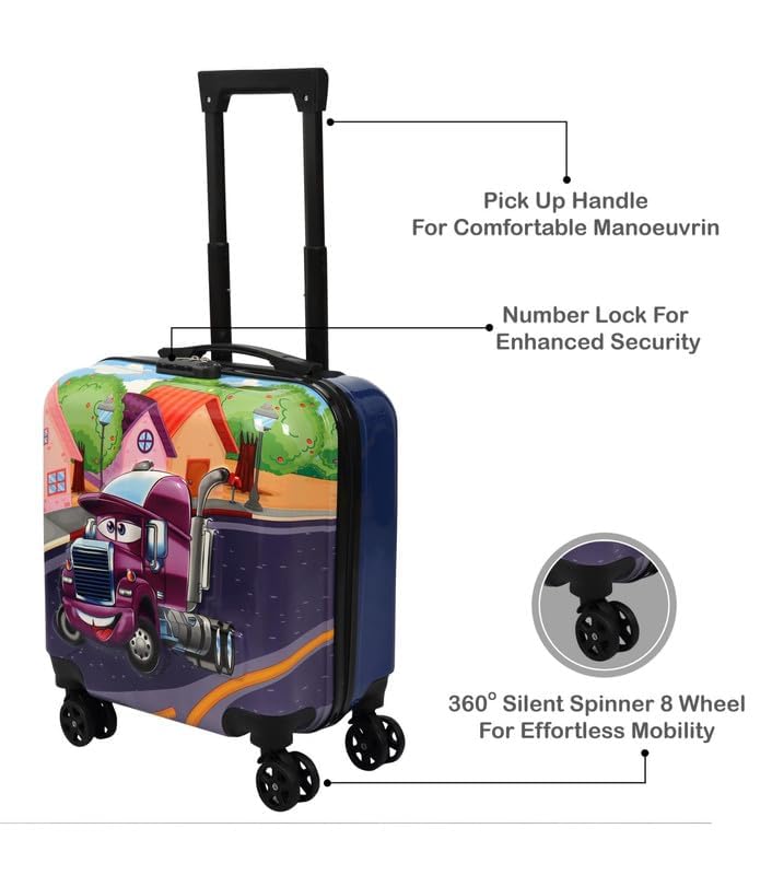 Image of Kids Travel Trolley Bag - Frozen Pink Theme | 4 Wheels, Hard Polycarbonate Suitcase with 360 Rotation | Lightweight, Durable Cabin Luggage for School & Vacation Trips (Purple)