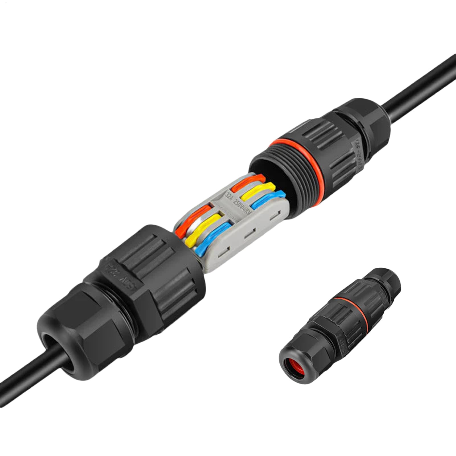 Waterproof Outdoor Wire Connector, IP68 Junction Box Cable Connector, Electrical Buried Cold Press Cable, Wire Extension Electrical Cables Connectors for 2 Or 3-Pin Cables, -40°C +95°C