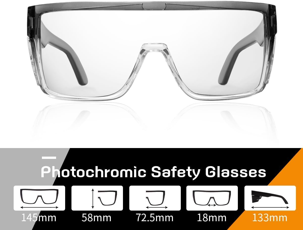 Transition Photochromic Safety Glasses For Men Women Wrap Around Safety glasses with Anti bluelight UV Protection - Image 7