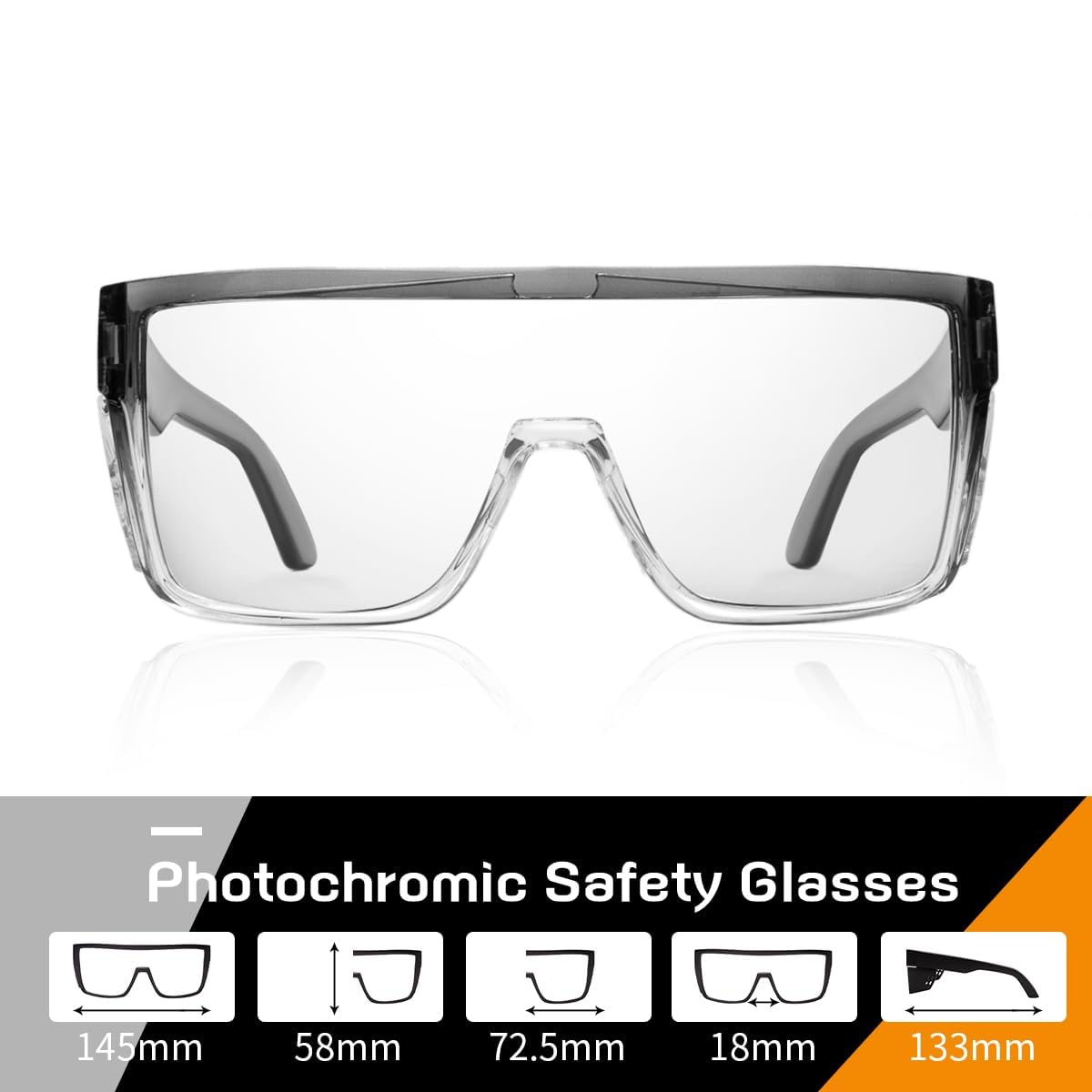 Gafas de seguridad fotocromáticas de transición para hombres y mujeres, gafas de seguridad envolventes con protección UV anti luz azul