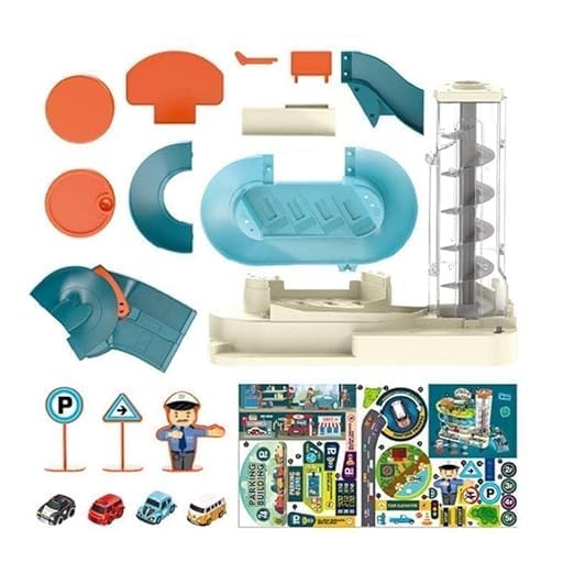 Vaijnath Car Track Set 3 Level Race Track, Kids Car Toy Garage Playset, Electric Parking Lot Toy for Toddler with Background Sound & Light for Automatic & Manual for Over 3 Years Kid 4