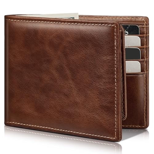Image of Artpaxy Mens Wallet Genuine Leather Bifold RFID Blocking Wallet for Men with 2 ID Windows 12 Card Holders 2 cash pockets 1 Gift Box