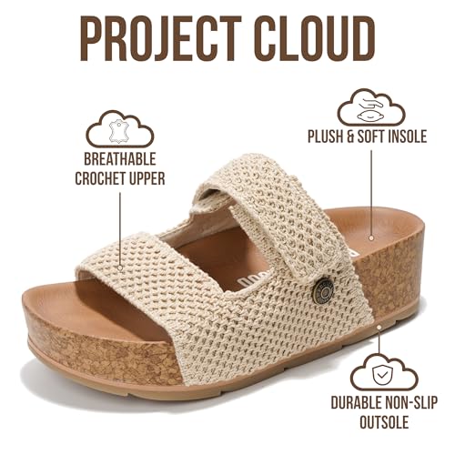 Image of Project Cloud 100% Genuine Leather Platform Sandals Women Footwear-Beach Essentials Summer Wedges with Plush and Soft Insole-Non Slip & Lightweight Wedge Sandals For Women 2026