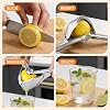 Exprimidor de limones de acero inoxidable, exprimidor de cítricos manual con colador de semillas, prensa de jugo de grado alimenticio, para limón, lima y cítricos, obtiene hasta la última gota, diseño plegable para fácil almacenamiento 6