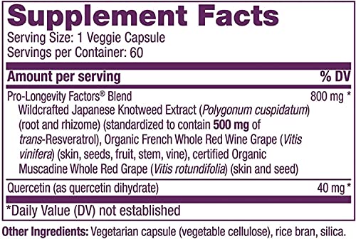 Reserveage, Resveratrol 500 Mg, Antioxidant Supplement For Heart And Cellular Health, Supports Healthy Aging, Paleo, Keto, 60 Capsules #TOP1