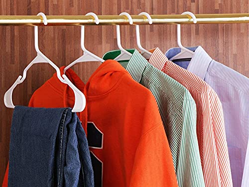Image of PROTOWARE 48 Pieces Clothe Hangers for Wardrobe - Space Saving Cupboard Storage Organizer - Plastic Hanger Set for Saree, Shirt, Dress (White)