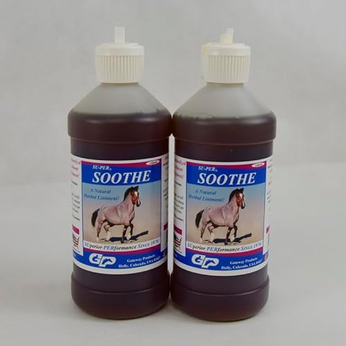 SU-PER Soothe Horse Natural Liniment - Relieves Minor Stiffness and Soreness - Premium Quality, Sediment Free, Herbal Liniment - 1 Pint, (2 Pack)