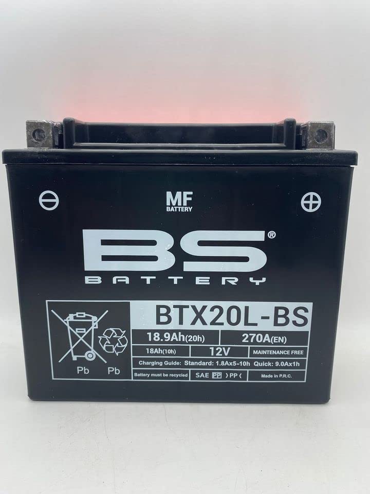 Batería para moto BS BTX20L-BS (YTX20L-BS) - Sin mantenimiento - 12 V 18 Ah - Dimensiones: 175 x 87 x 155 mm compatible con BIG DOG Vintage Classic/Light 1570