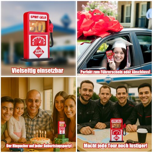 Tankgutschein verpackung – Geldgeschenk Führerschein Bestanden – 3D Zapfsäule Verpackung für Geldgeschenke Geburtstag – Geschenkidee Auto & Tank Gutschein – Originelle Geldgeschenk Verpackung (B)