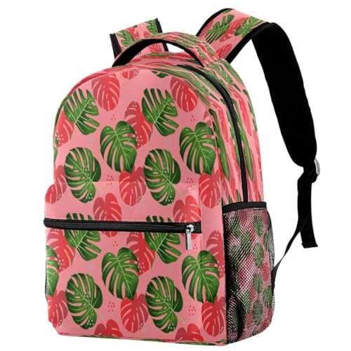 Sac à dos d'école sac de voyage décontracté filles garçons palmier vert rose 29x20x40cm