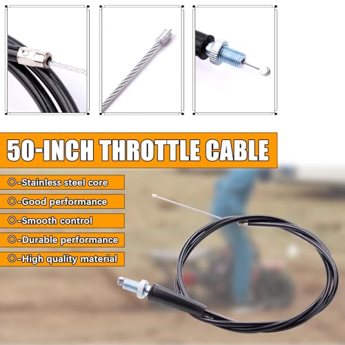 Image of Mini Bike Throttle Cable Assembly Kit fit for Coleman CT200U CT200U-EX BT200X Baja DB30 Warrior MB200 Predator 212cc Massimo Motovox 196cc 200cc 6.5hp Engine Parts (7 /8 inch Handlebar)