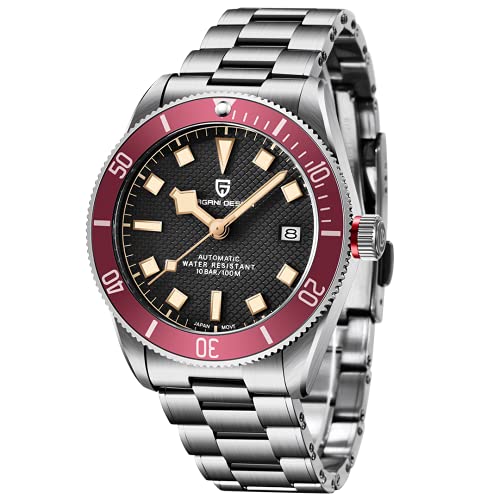 Pagani Design Japanese Automatic Movement Waterproof Mechanical Watch, Men's Stainless Steel Aluminum Bezel Calendar Display Fashion Business Luminous Watch (Red) Pagani Design Japanese Automatic Movement Waterproof Mechanical Watch, Men's Stainless Steel Aluminum Bezel Calendar Display Fashion Business Luminous Watch (Red)