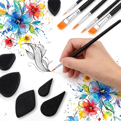 Set de 12 pinceles y esponjas para pintura facial Skrfren miniatura 5
