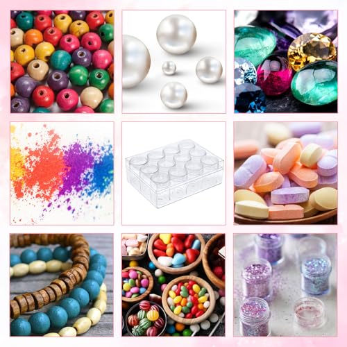 Image of 4 Pcs Bead Organizer Transparent Embroidery Bead Storage Containers with Lid, Diamond Art Plastic Storage Containers for DIY Crafts Jewelry Earring Sewing Pills Nail Small Items, Clear (12 Grids)